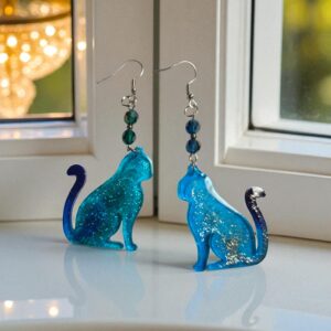 kolczyki z żywicy, kolczyki kotki